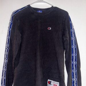 Vintage Champion Long Sleeve Tape Tee – Black/Blue